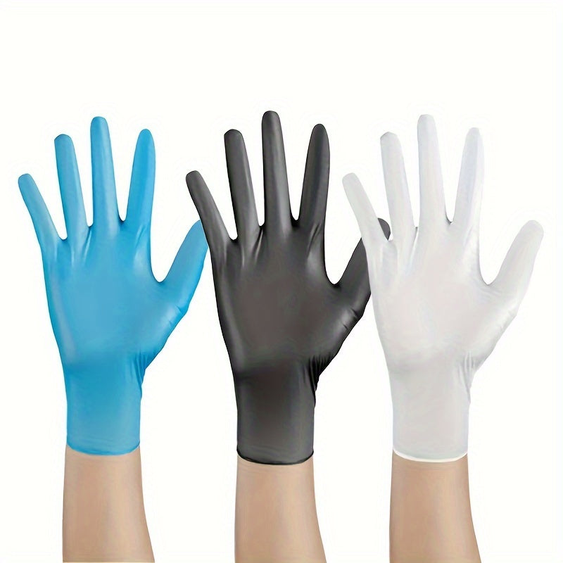 50/100pcs, Nitrile Thickened Disposable Gloves, Durable Waterproof And Oil-proof Household Cleaning, Hair Dyeing, Food Grade Special Car Washing Gloves, Kitchen Stuff