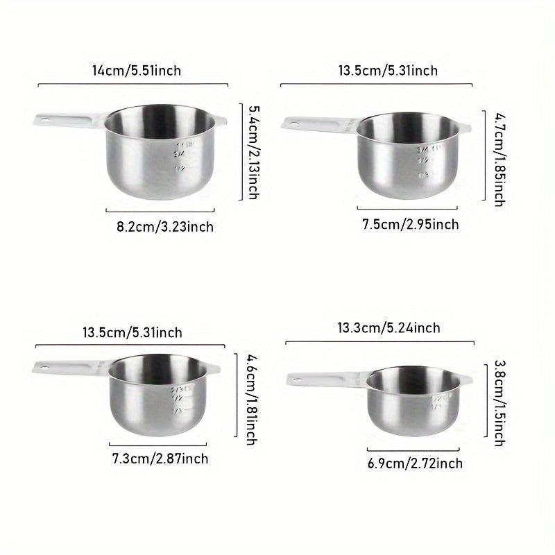 4/10pcs, Stainless Steel Measuring Cups And Spoons Set, Metal Measuring Cups And Spoons, Stackable Kitchen Measuring Tool For Dry And Liquid Ingredients, Baking Tools, Kitchen Stuff