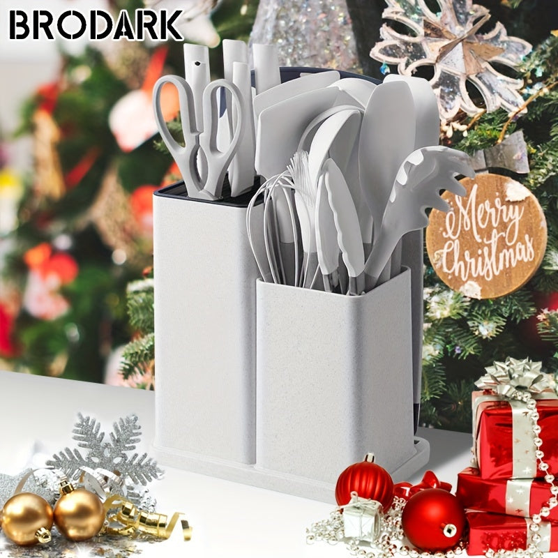 1 Set Kitchen Utensil Set, Silicone Cookware Set, 19pcs Silicone Kitchen Utensil Set, Wooden Cooking Utensils, Kitchen Gadgets, Silicone Cutlery Set, Kitchen Tools With Storage Bucket, Kitchen Stuff