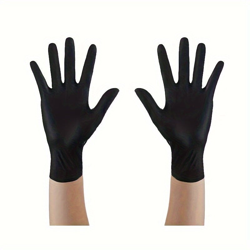 50/100pcs, Nitrile Thickened Disposable Gloves, Durable Waterproof And Oil-proof Household Cleaning, Hair Dyeing, Food Grade Special Car Washing Gloves, Kitchen Stuff