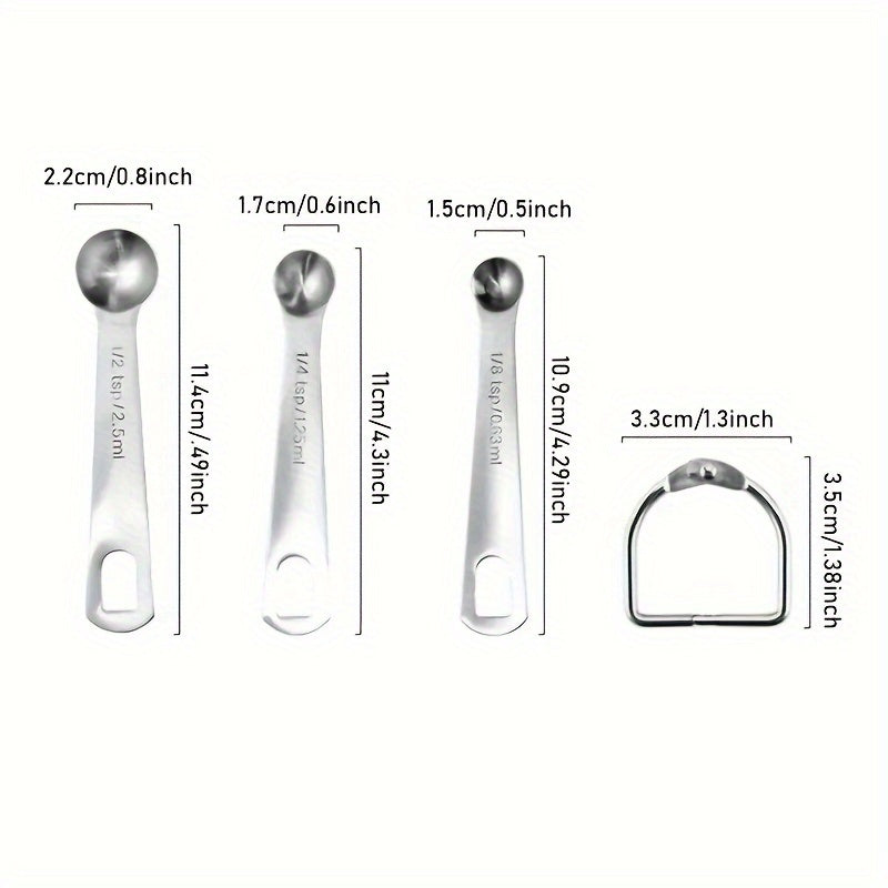 4/10pcs, Stainless Steel Measuring Cups And Spoons Set, Metal Measuring Cups And Spoons, Stackable Kitchen Measuring Tool For Dry And Liquid Ingredients, Baking Tools, Kitchen Stuff